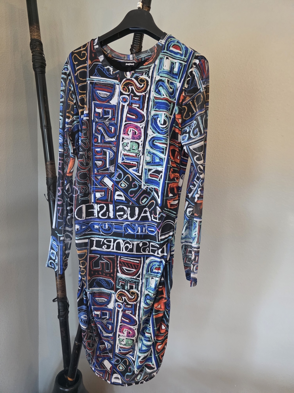 Desigual Multicolor Graphic Long Sleeve Dress Large